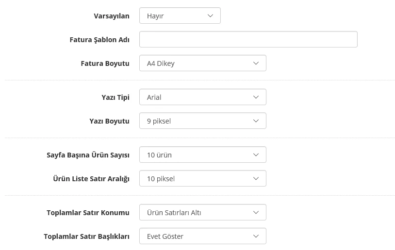 Fatura Yazdırma Modülü Görsel 1